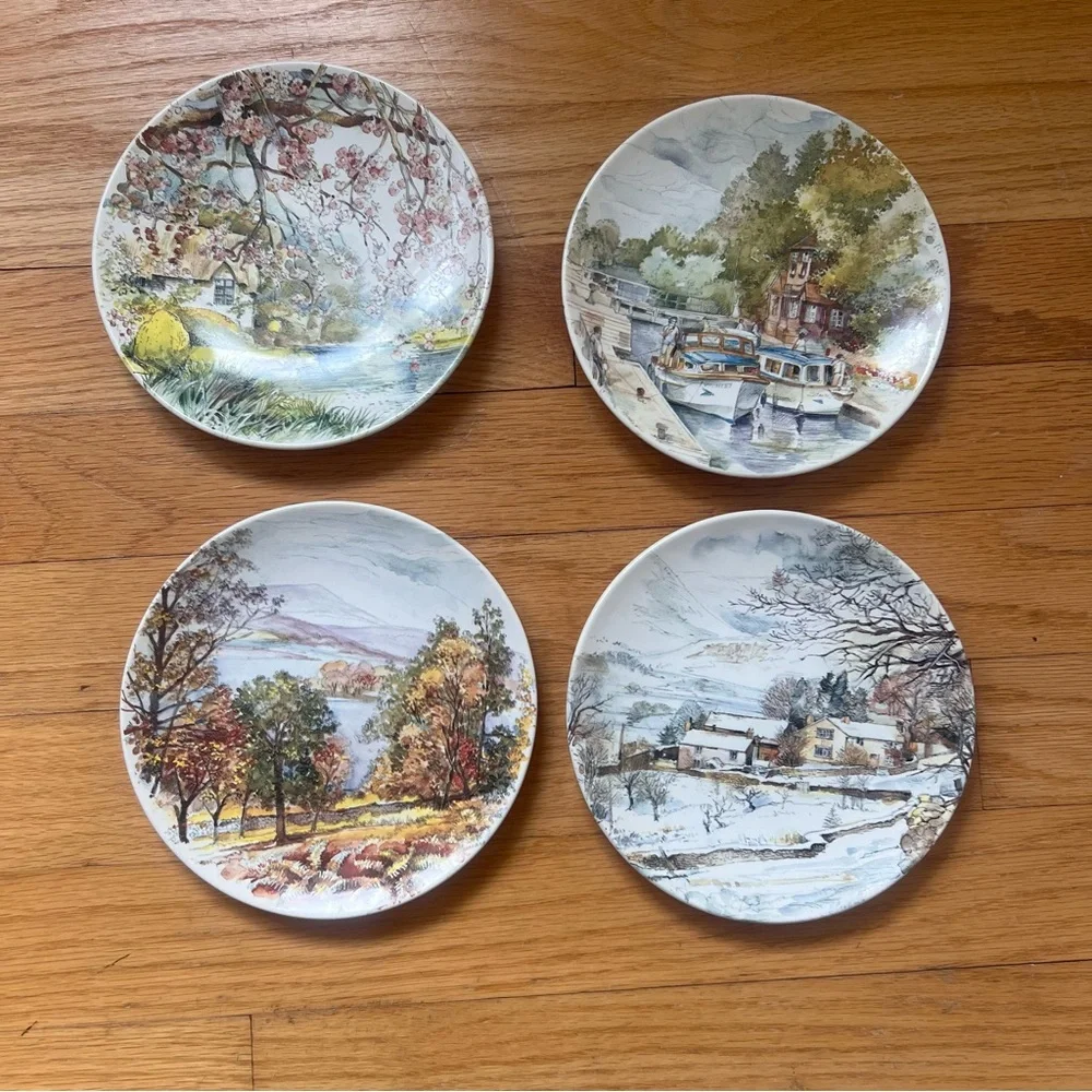 Poole Scenic small Plates - 4 seasons Set of 4 vintage